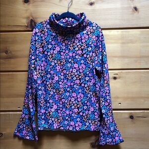 Neon rebels turtleneck floral size 6 bell sleeve